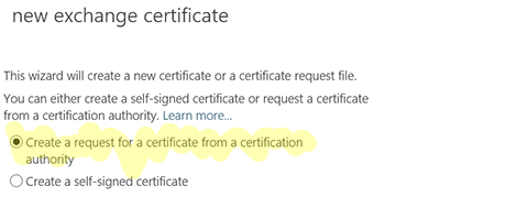 request for a certificate 