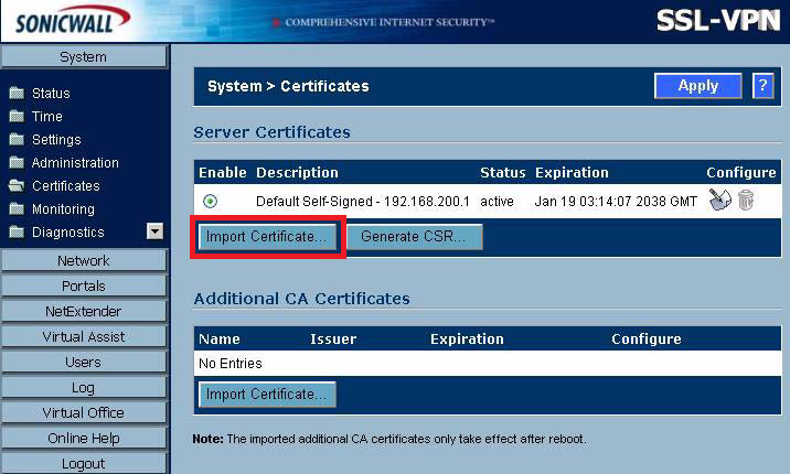 cert sonicwall ssl vpn