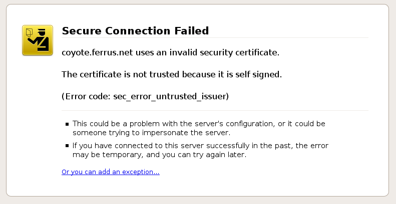 self signed ssl error