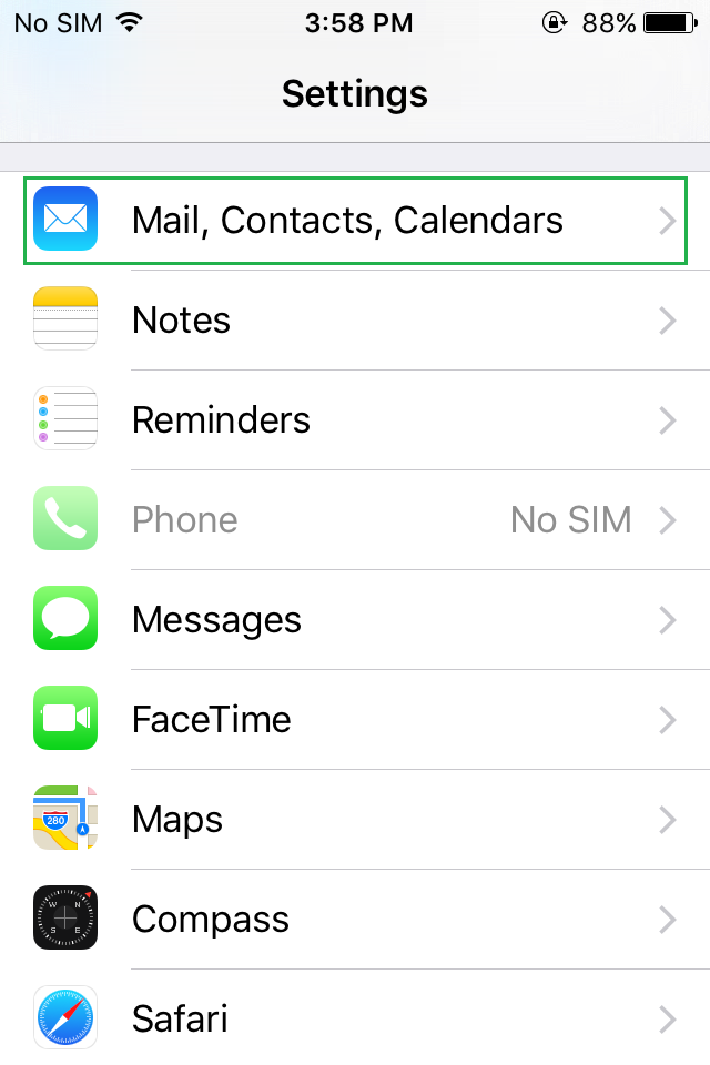 iphone mail contacts calenders