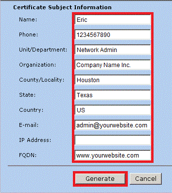 certificate information
