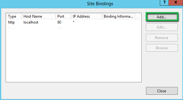 Add site bindings