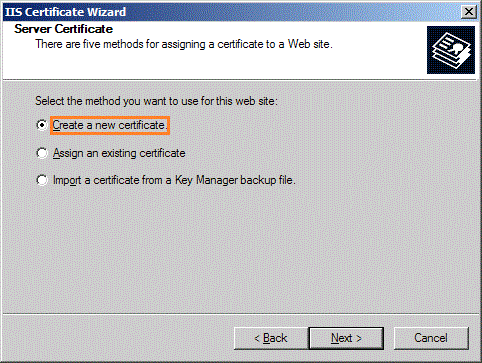 Create new certificate - IIS