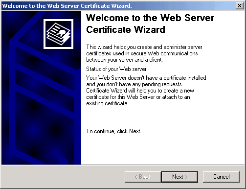 web server certificate wizard