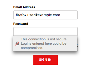 login form display warning