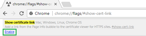 enable show cert link