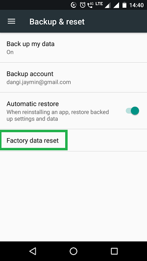 android factory data reset