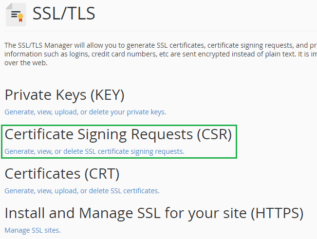 legeplads overlap marionet How to Generate Private Key and CSR in cPanel?