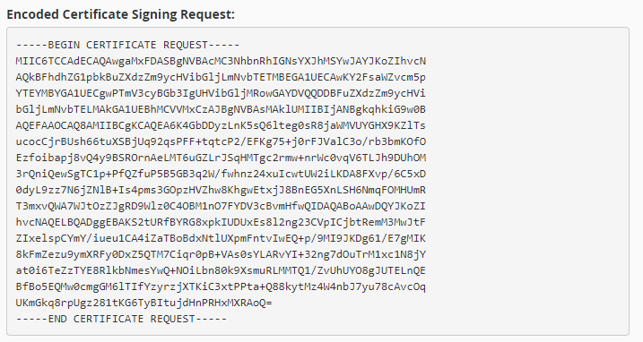 Generated CSR in cPanel