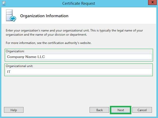 lync 2013 ssl csr - organization name and unit