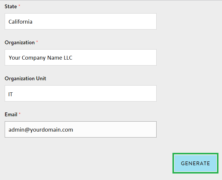 Fill out your organization information