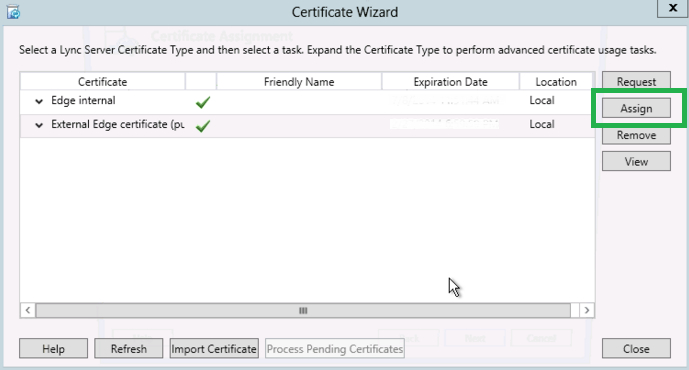 Lync 2013 Install SSL - Assign Certificate