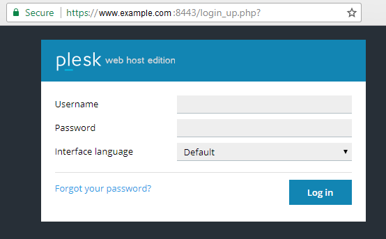 Plesk login page