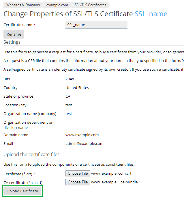 upload ssl certificate as files