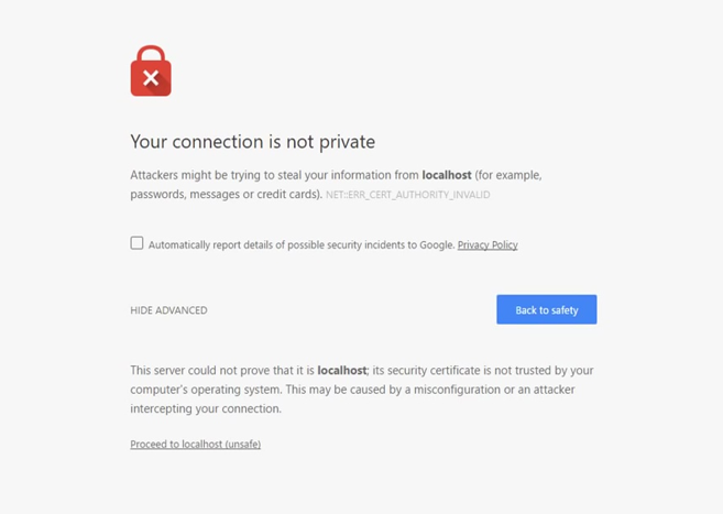SSL Error - Your connection is not private