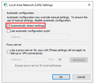 local area network (LAN) settings