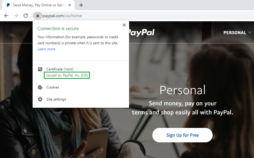 PayPal EV SSL Looks in Chrome 77