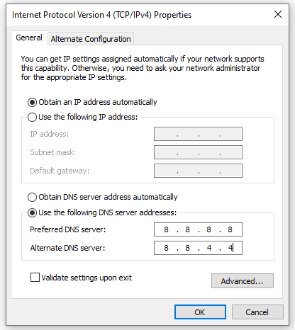 ipv4 dns server addresses