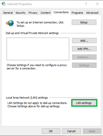 click LAN Settings