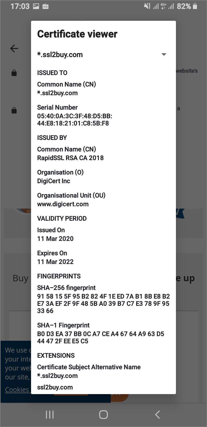 android ssl 2- view certificate detail