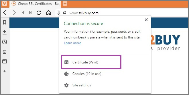 vivaldissl - view certificate detail