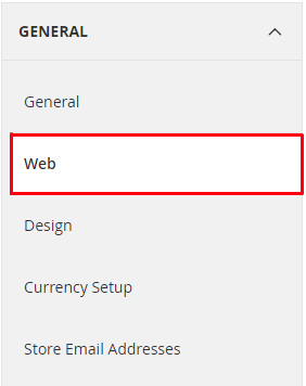 general menu click on web tab