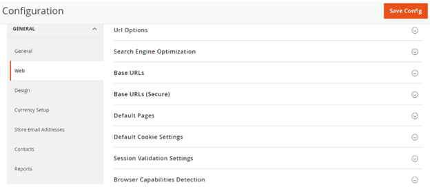 settings page to select base urls