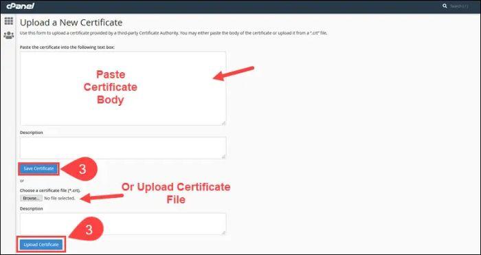 upload certificate