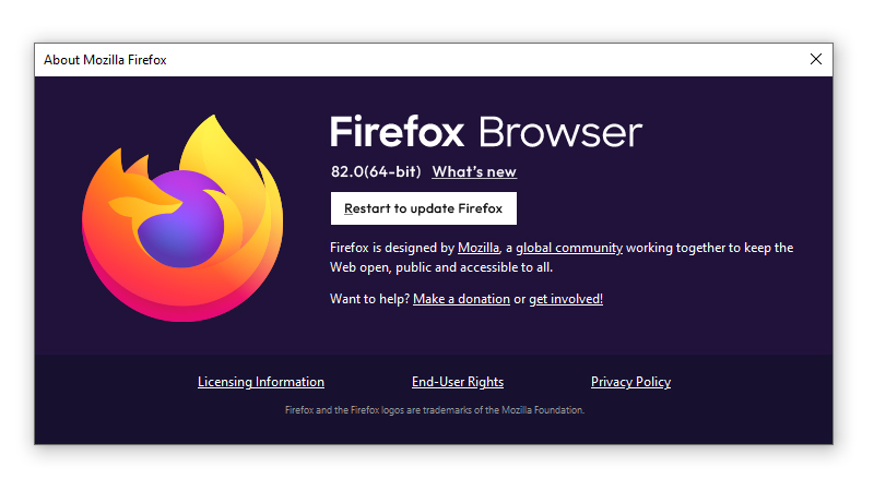 the “Restart to Update Firefox” button.
