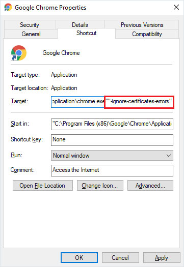 Ignore Certificates Errors in Google Chrome