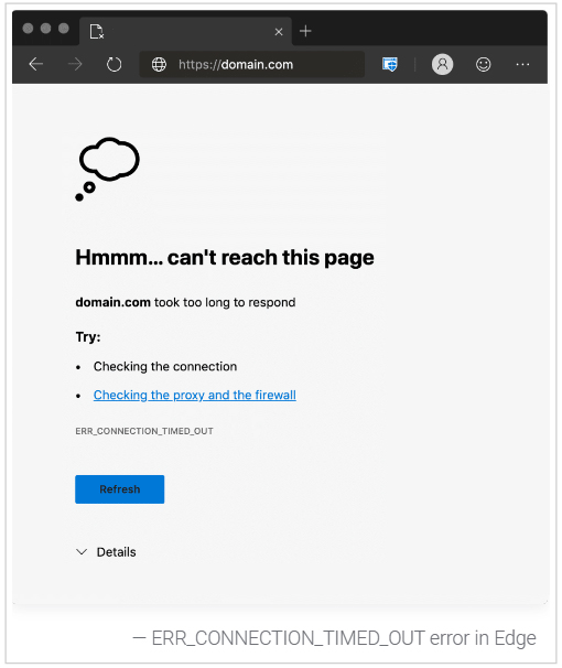 Microsoft Edge The Connection has timed out