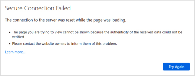 Secure Connection Failed 
