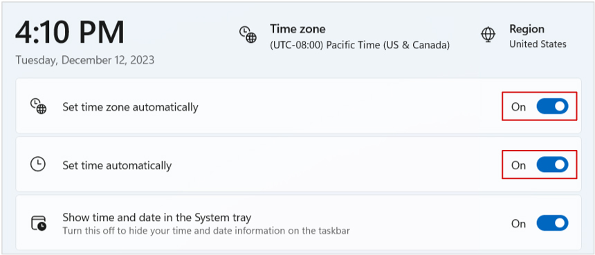 Set time zone automatically