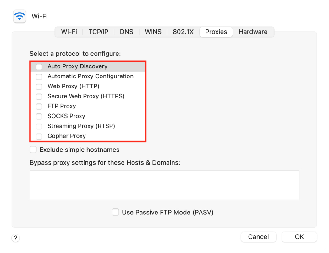 Select a protocol to configure