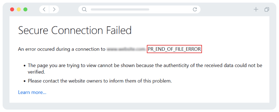 What is PR_END_OF_FILE_ERROR?