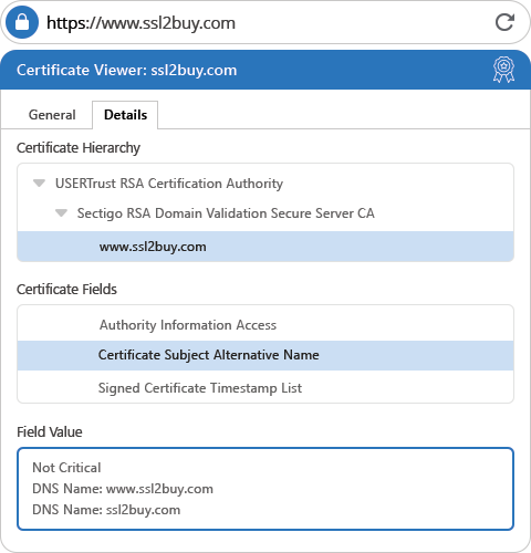 Sectigo Positive SSL Certificate Details