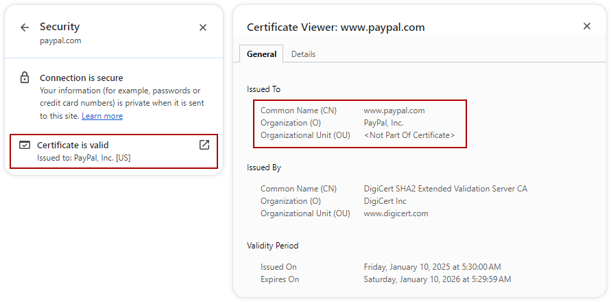 Extended Validation (EV) SSL Certificate Appears in a Browser