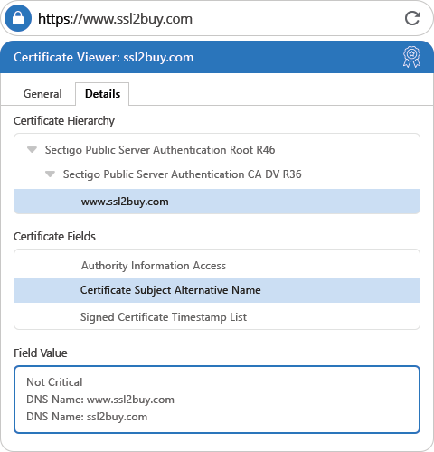 Sectigo ACME Certificate DV Details