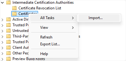 Import Certificate